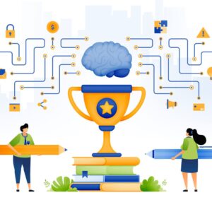 Digital learning and achievement concept illustration